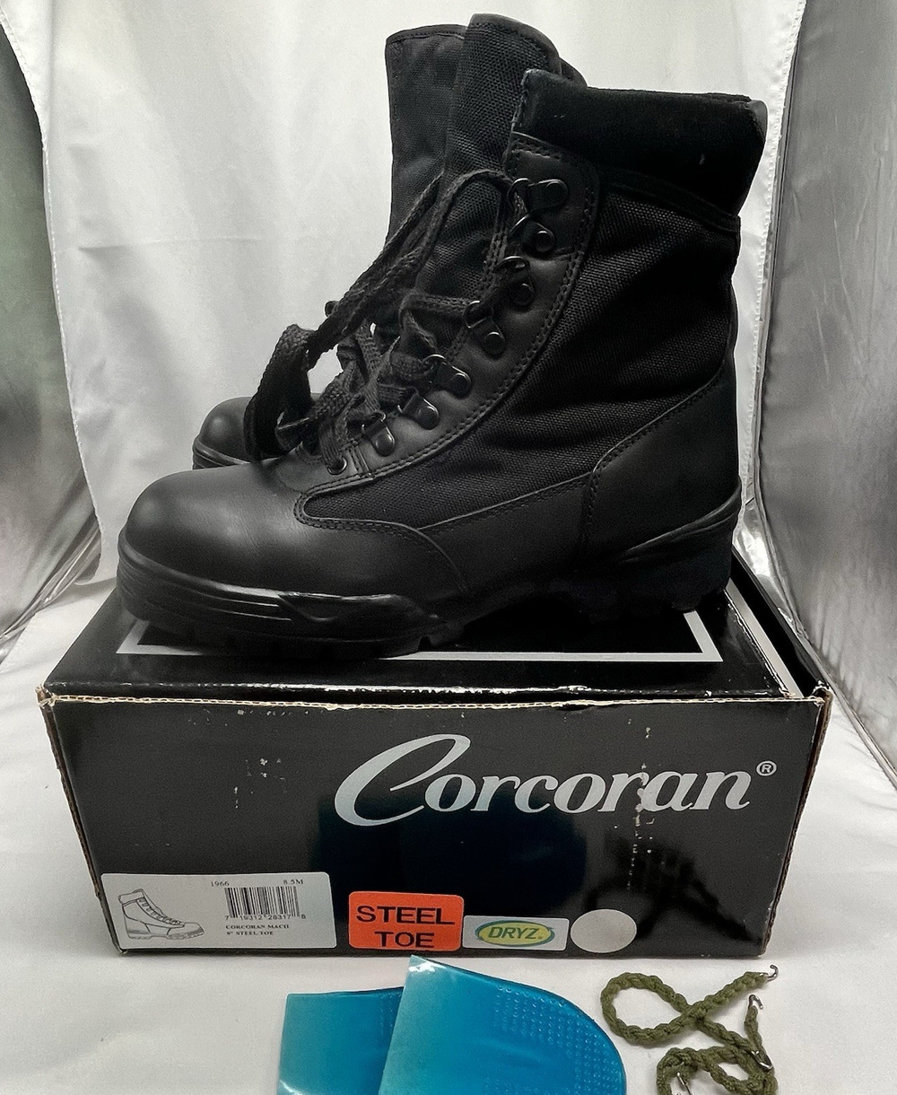 Corcoran Mach Boots Mens 8.5 Combat Tactical 8" Steel Toe Leather 1966 Black